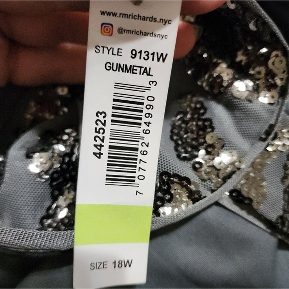R & M Richards Gunmetal Ombré Sequin Party Dress Plus‎ size 18W New! - Picture 7 of 12